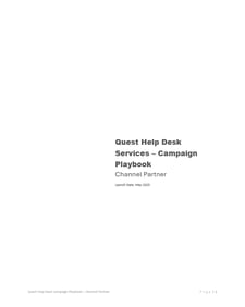 Quest Playbook - Help Desk Quest Playbook - Help Desk